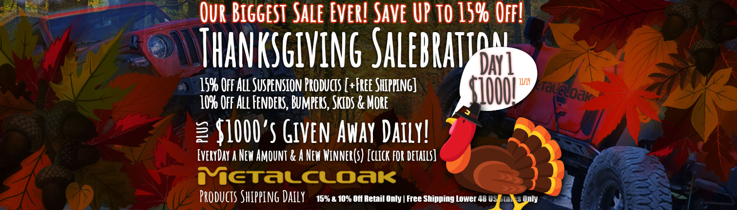 metalcloak thanksgiving black friday sale fall leaves and jeeps